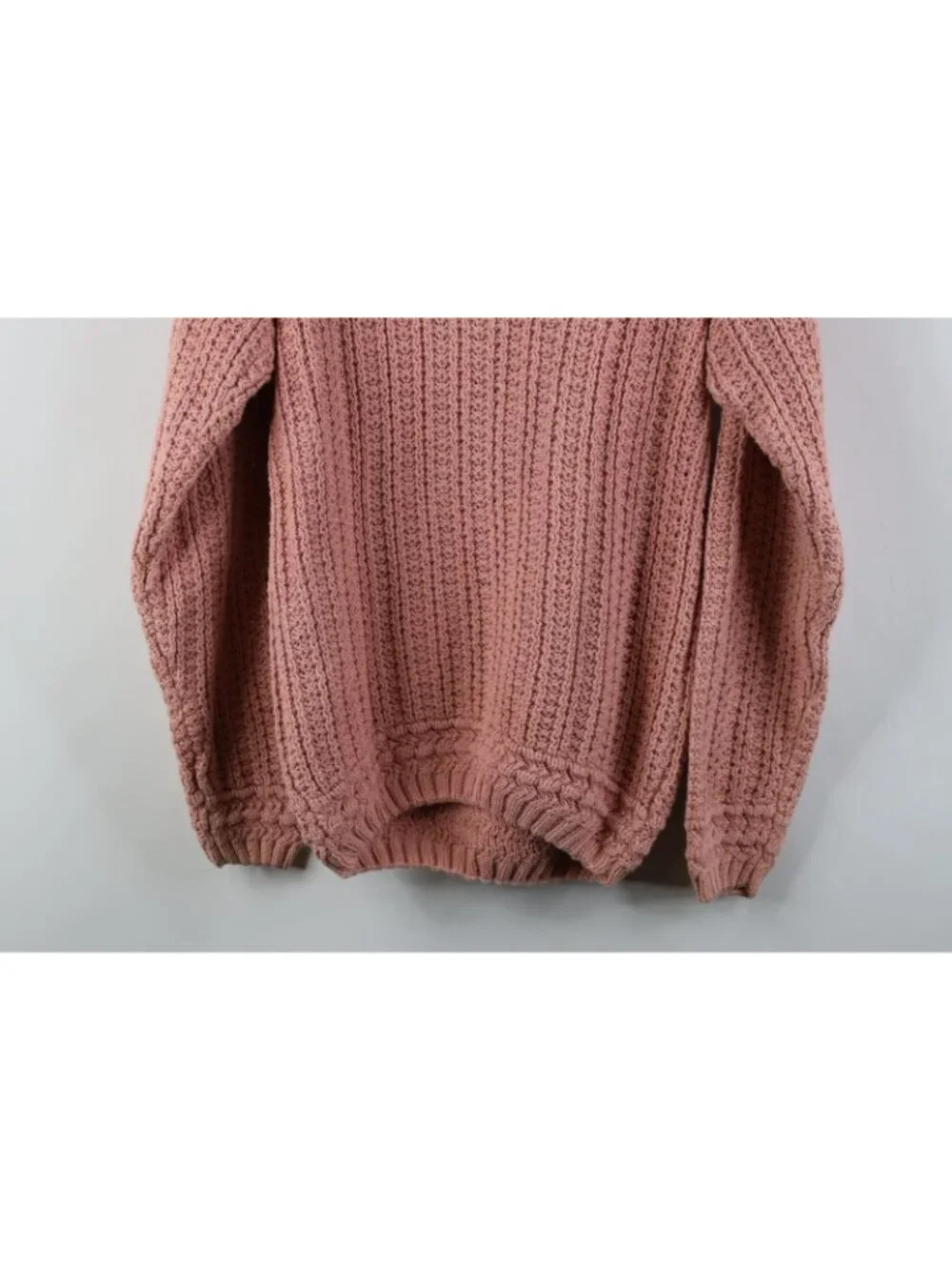 Vintage 90s Streetwear Women XS Blank Chunky Ribbed Knit Crewneck Sweater Pink